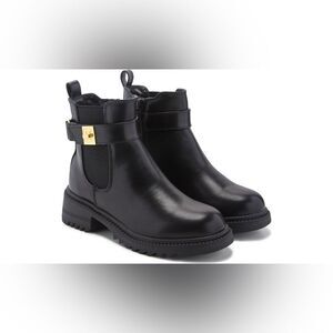 New Steve Madden Women's Gates Buckle-Detailed Lug-Sole Booties Size 7.5
